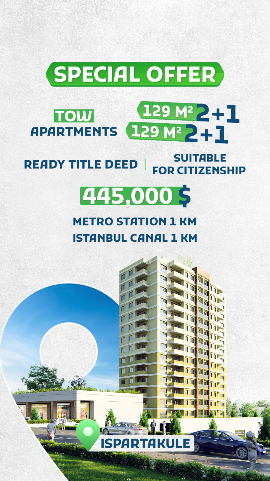 Two apartments for sale in Istanbul / Ispartakule